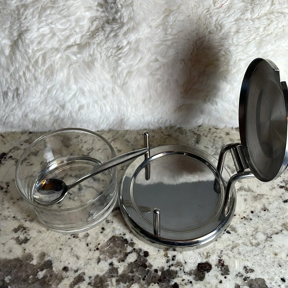 Vintage Parmesan cheese dish with spoon
